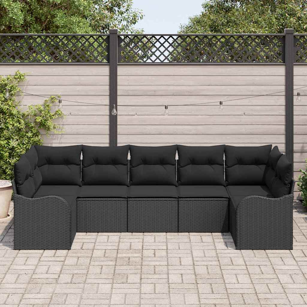 vidaXL Conjunto de sofá de jardín Negro ratán sintético