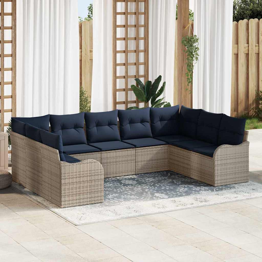 vidaXL Conjunto de sofá de jardín Gris ratán sintético