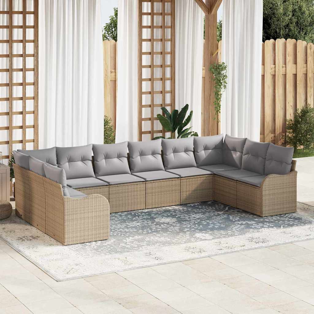 vidaXL Conjunto de sofá de jardín Beige 344 x 177,5 x 85 cm