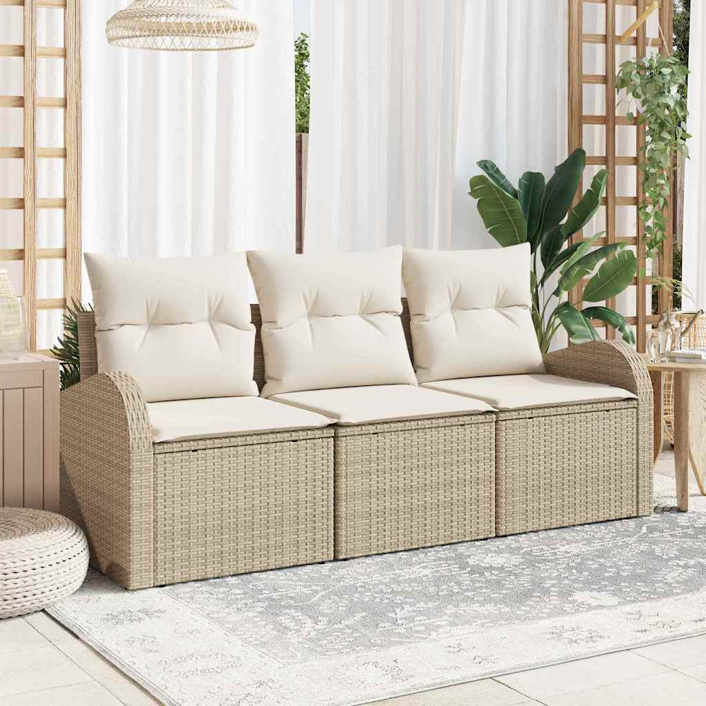 vidaXL Conjunto de sofá de jardín Beige ratán sintético