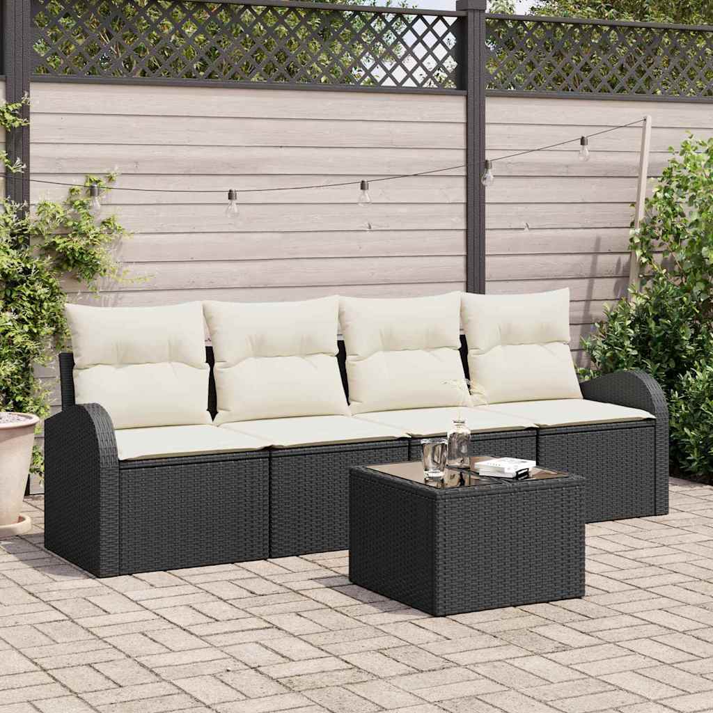 vidaXL Conjunto de sofá de jardín Negro 55 x 55 x 37 cm