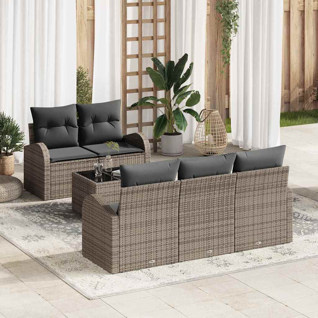 vidaXL Conjunto de sofá de jardín 6 uds. Gris ratán sintético