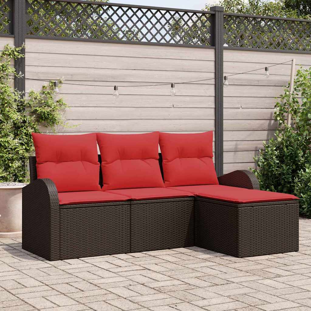 vidaXL Conjunto de sofá de jardín Marrón ratán sintético