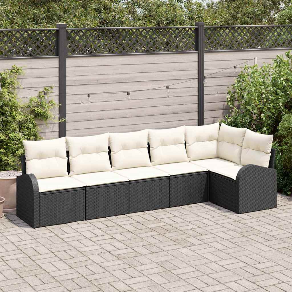 vidaXL Conjunto de sofá de jardín 6 uds. Negro ratán sintético
