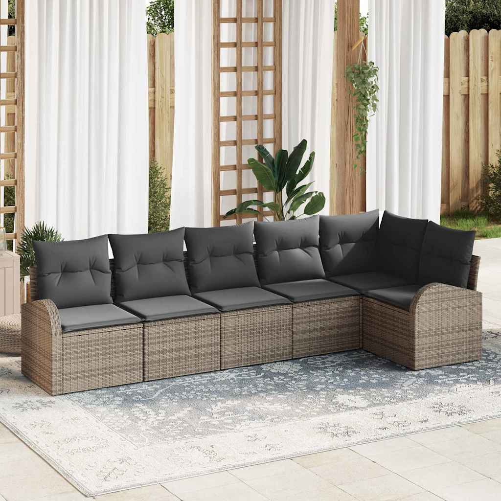 vidaXL Conjunto de sofá de jardín Gris ratán sintético