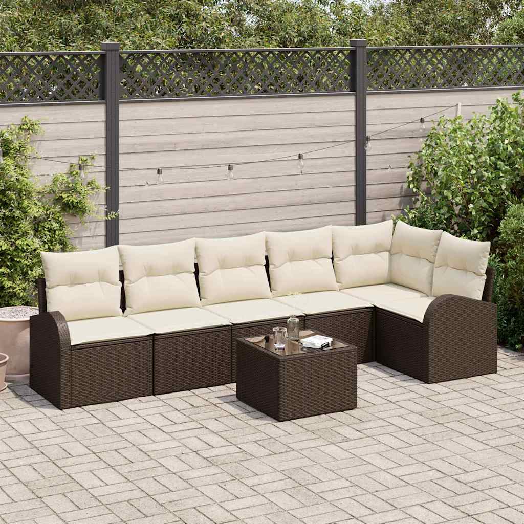 vidaXL Conjunto de sofá de jardín Marrón ratán sintético