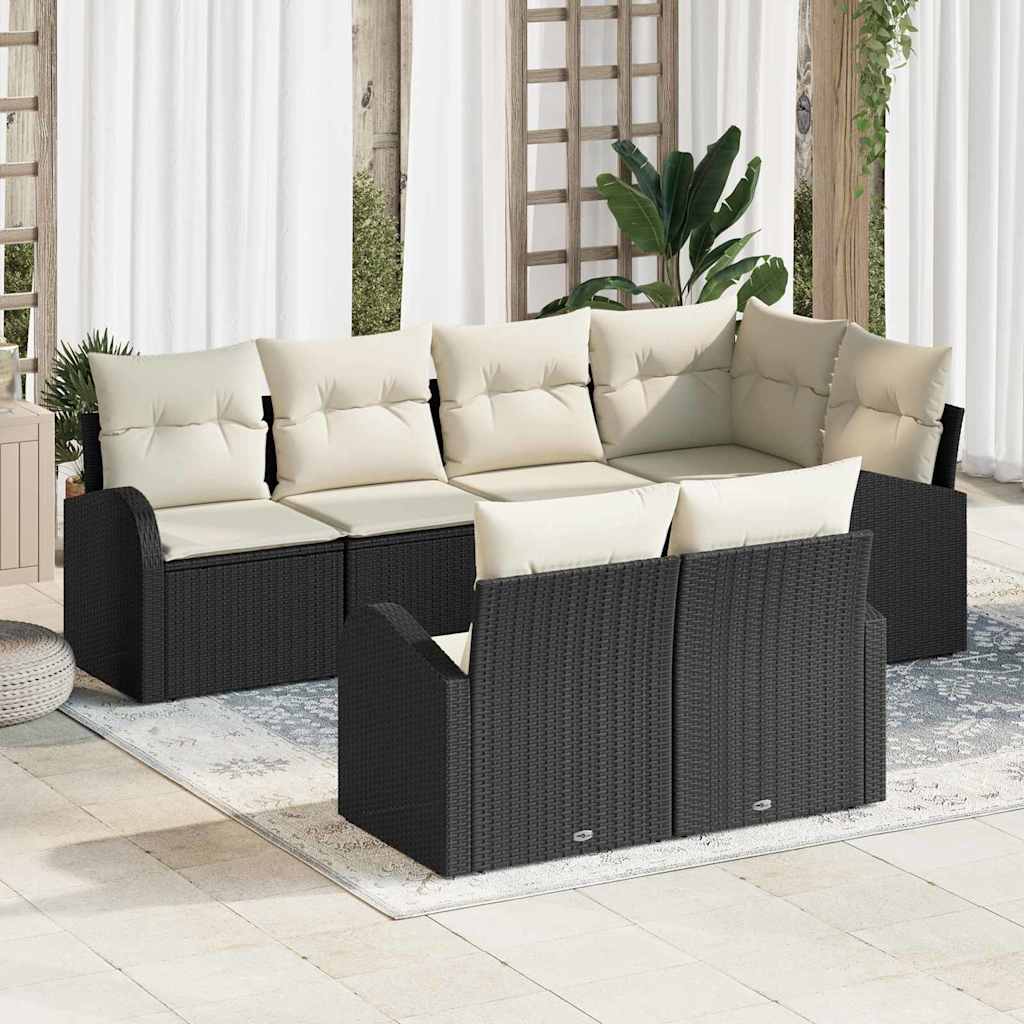 vidaXL Conjunto de sofá de jardín Negro ratán sintético