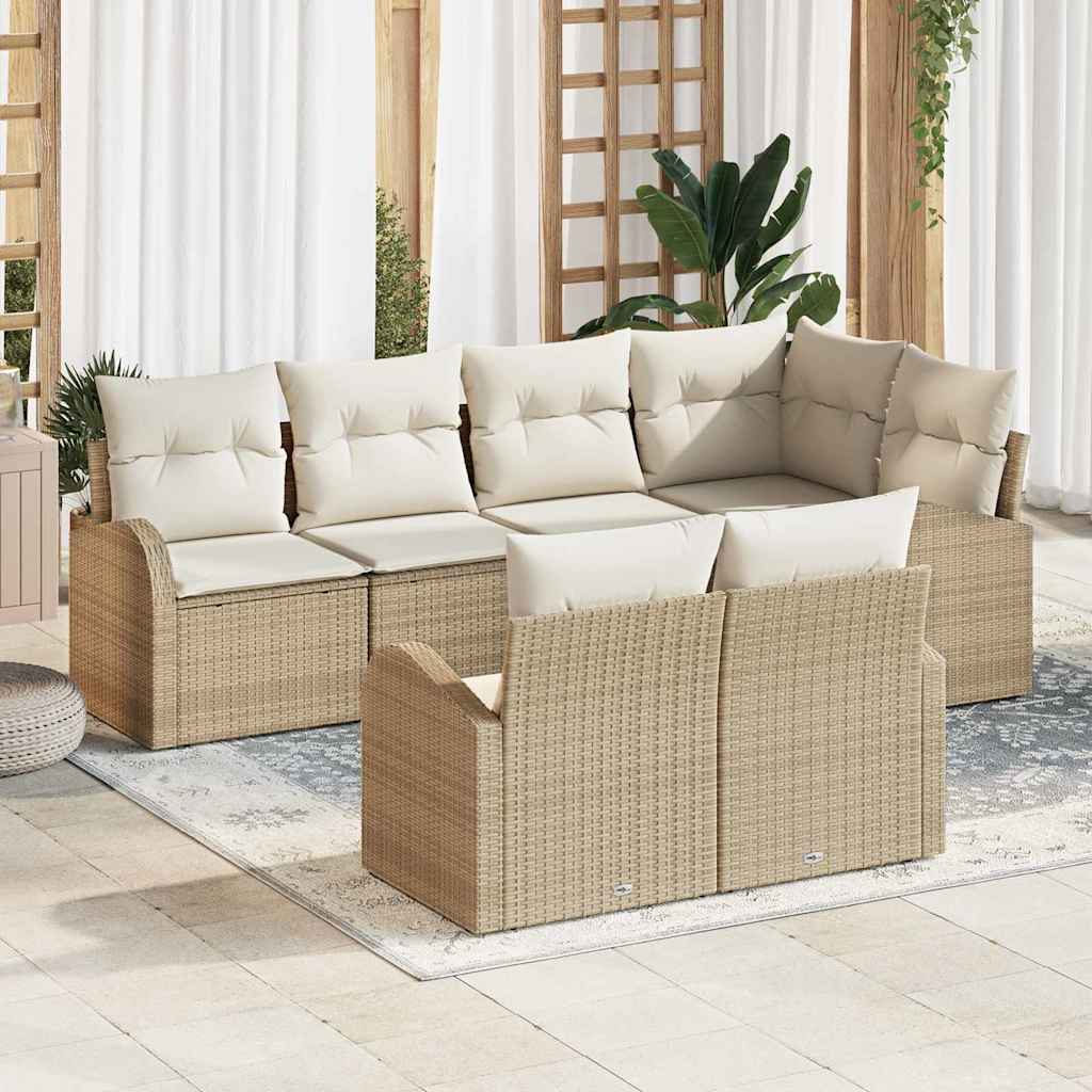 vidaXL Conjunto de sofá de jardín Beige ratán sintético