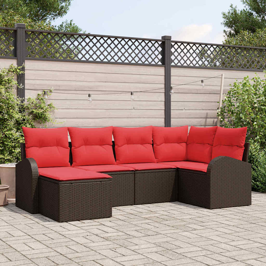 vidaXL Conjunto de sofá de jardín 6 uds. Marrón