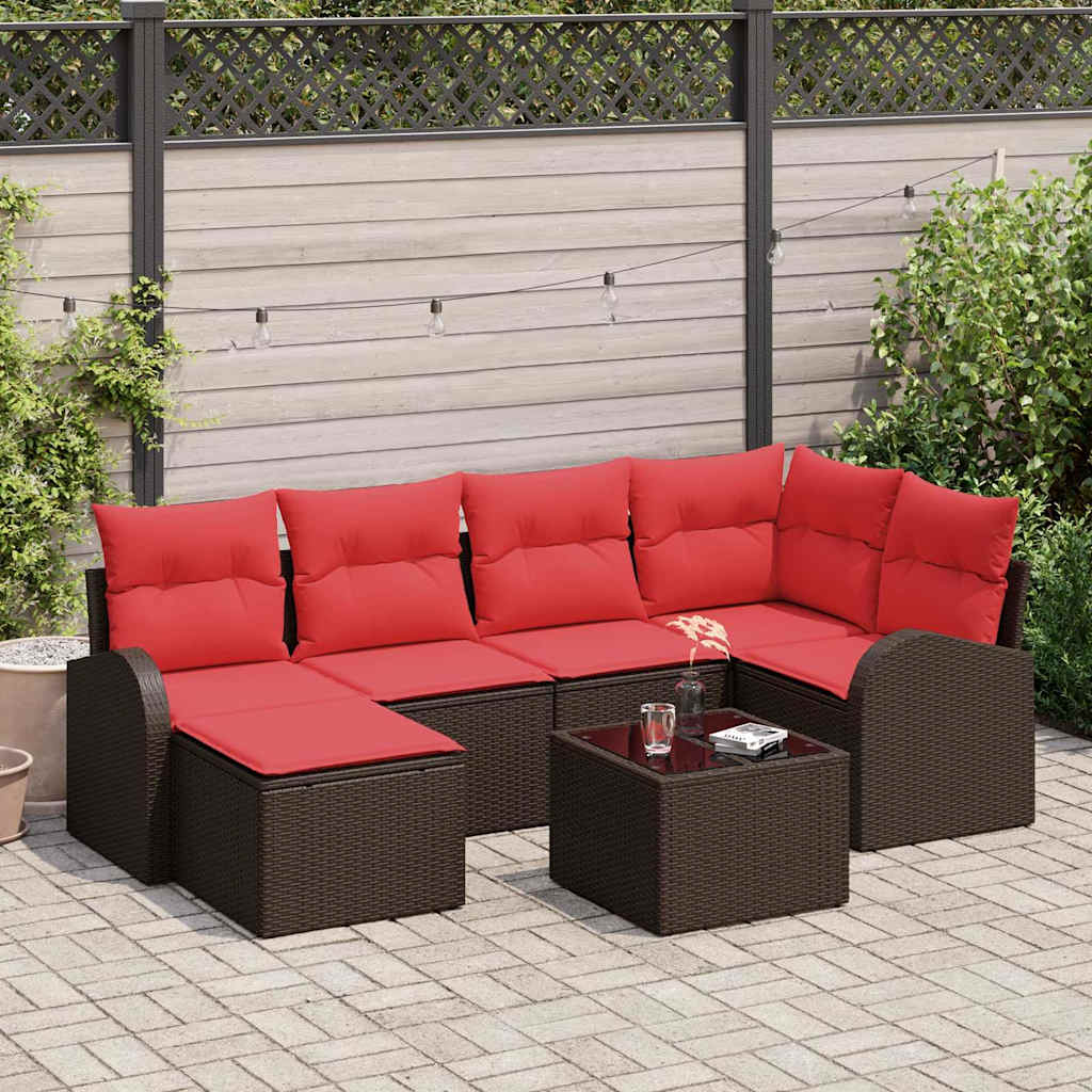 vidaXL Conjunto de sofá de jardín 7 uds. Marrón