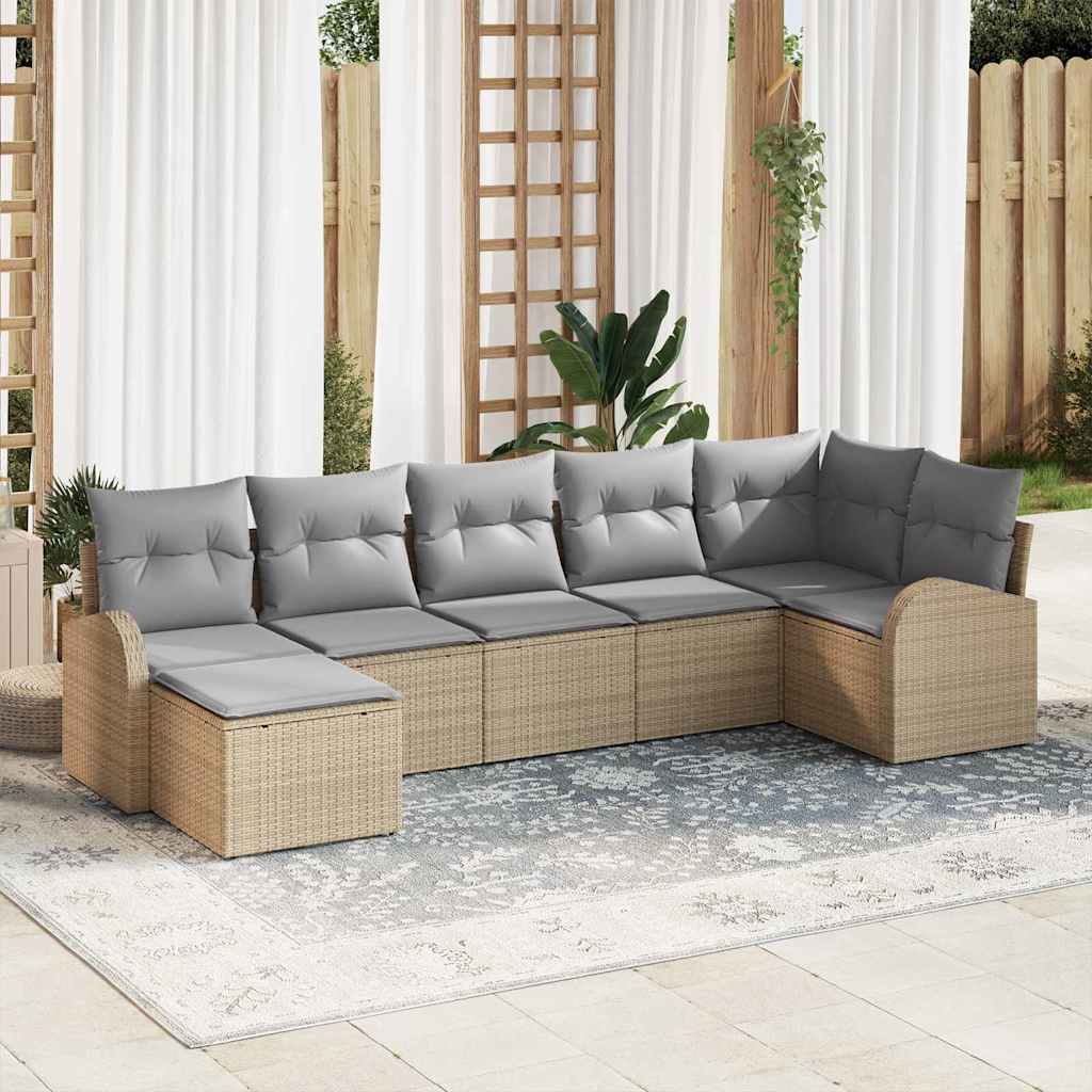 vidaXL Conjunto de sofá de jardín 7 uds. Beige