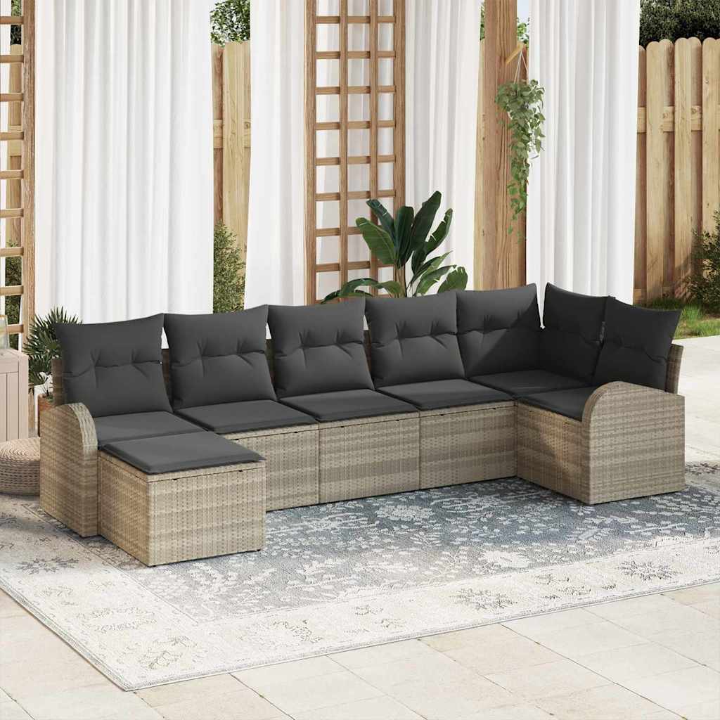 vidaXL Conjunto de sofá de jardín 7 uds. Gris Claro