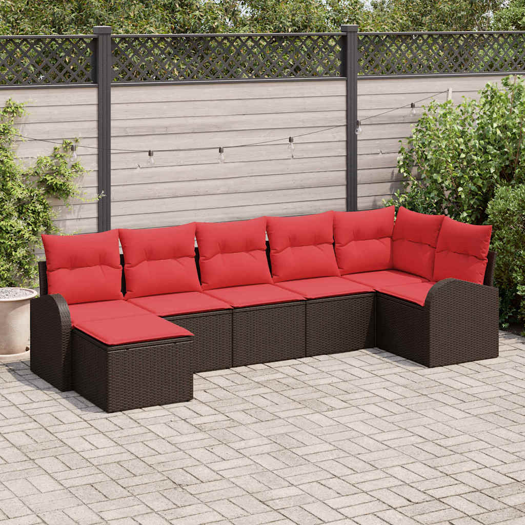 vidaXL Conjunto de sofá de jardín 7 uds. Marrón