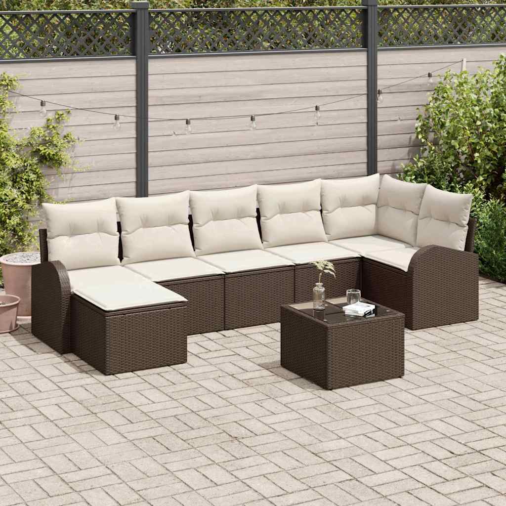 vidaXL Conjunto de sofá de jardín 8 uds. Marrón