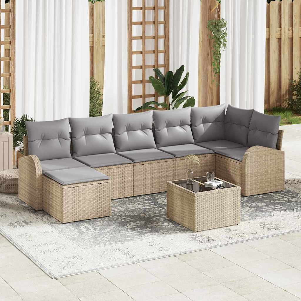 vidaXL Conjunto de sofá de jardín 8 uds. Beige