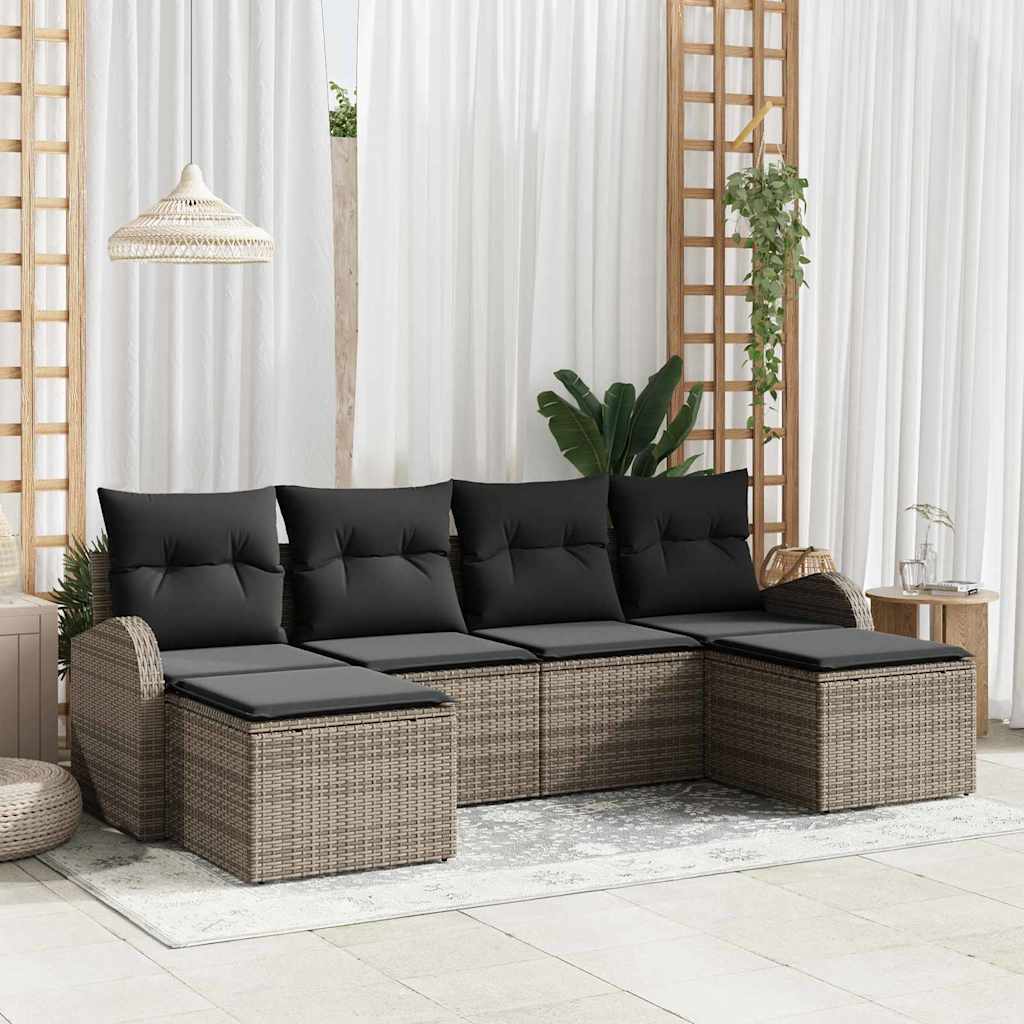 vidaXL Conjunto de sofá de jardín 6 uds. Gris