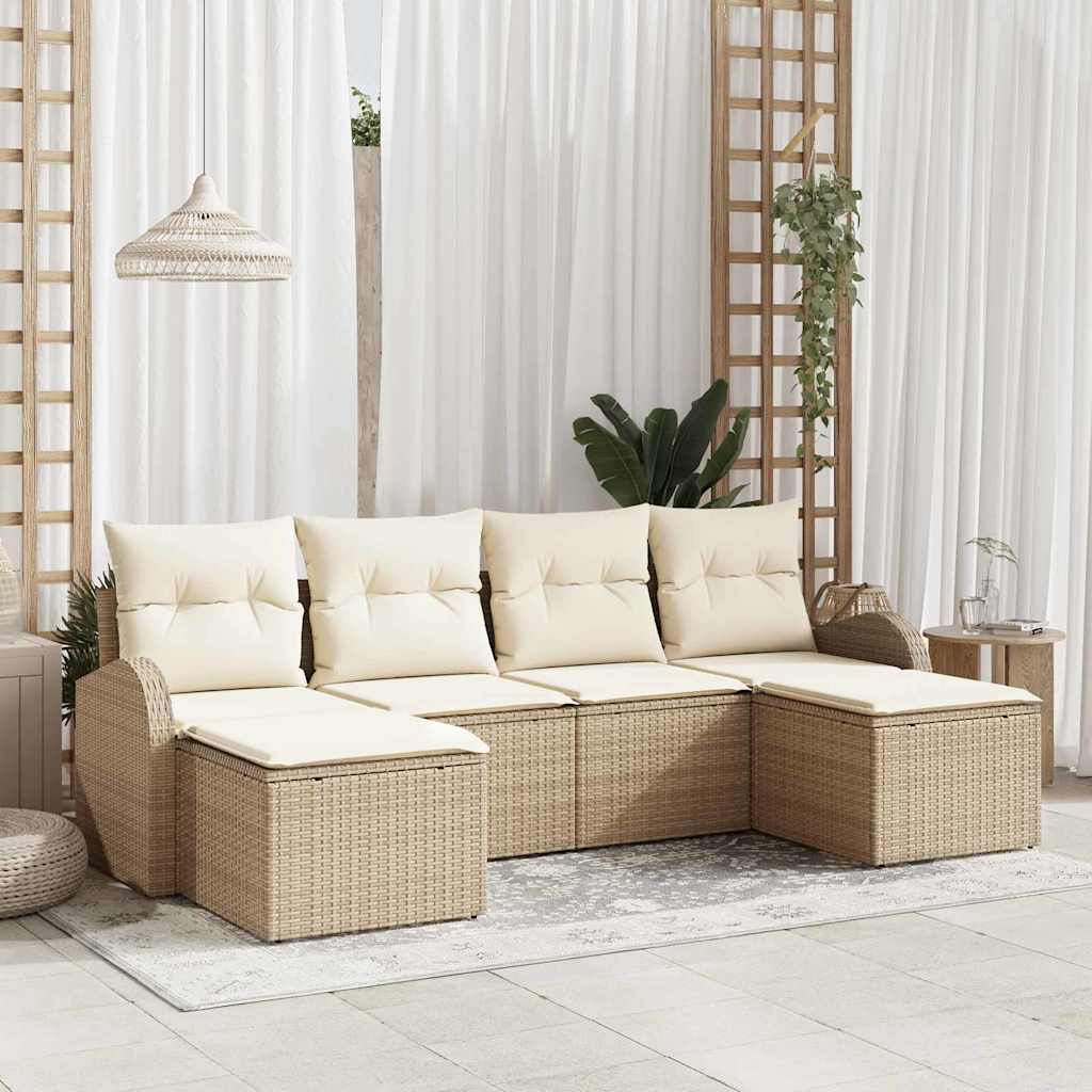 vidaXL Conjunto de sofá de jardín 6 uds. Beige