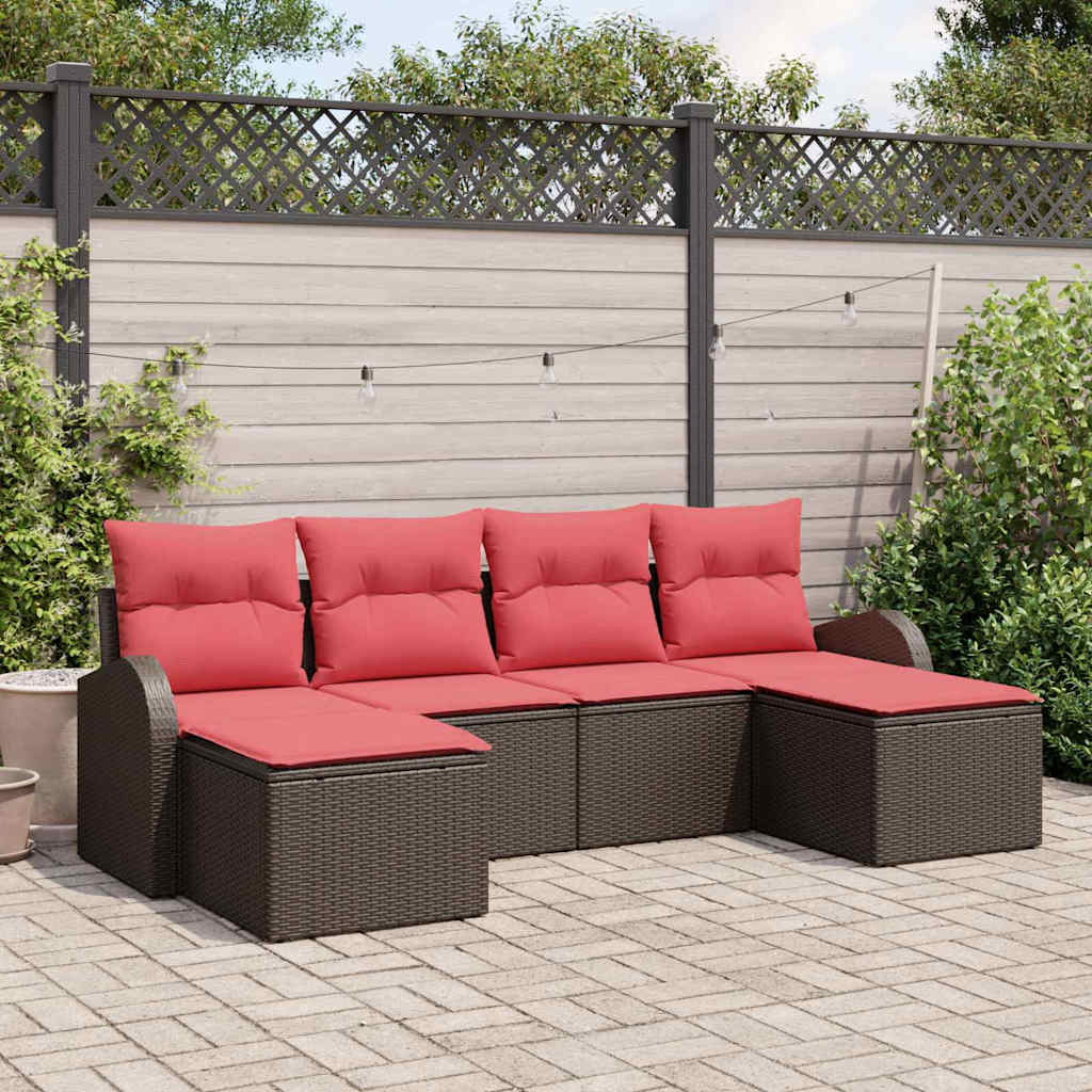 vidaXL Conjunto de sofá de jardín 6 uds. Marrón