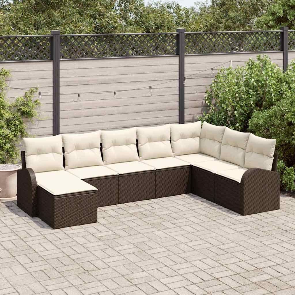 vidaXL Conjunto de sofá de jardín 8 uds. Marrón