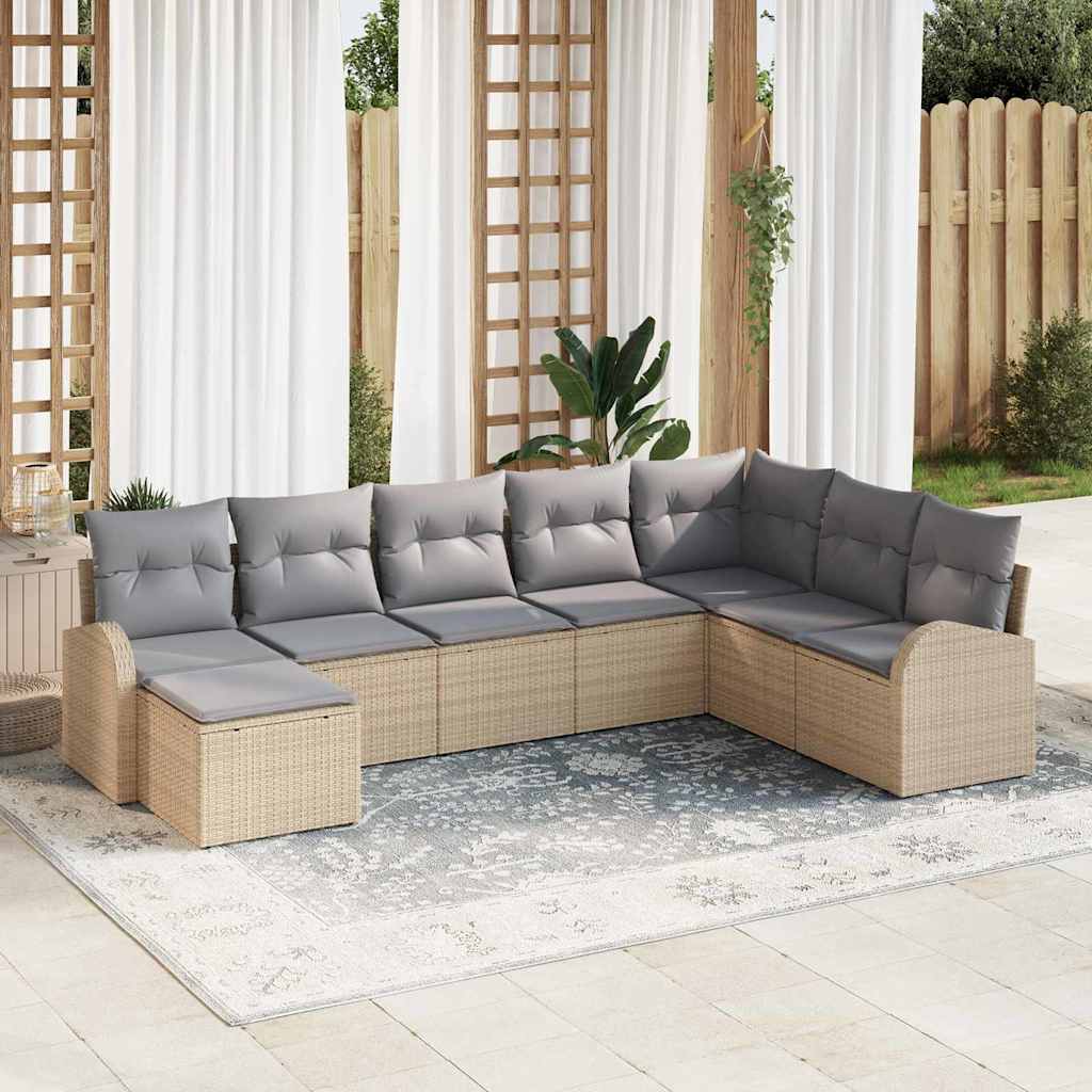 vidaXL Conjunto de sofá de jardín 8 uds. Beige