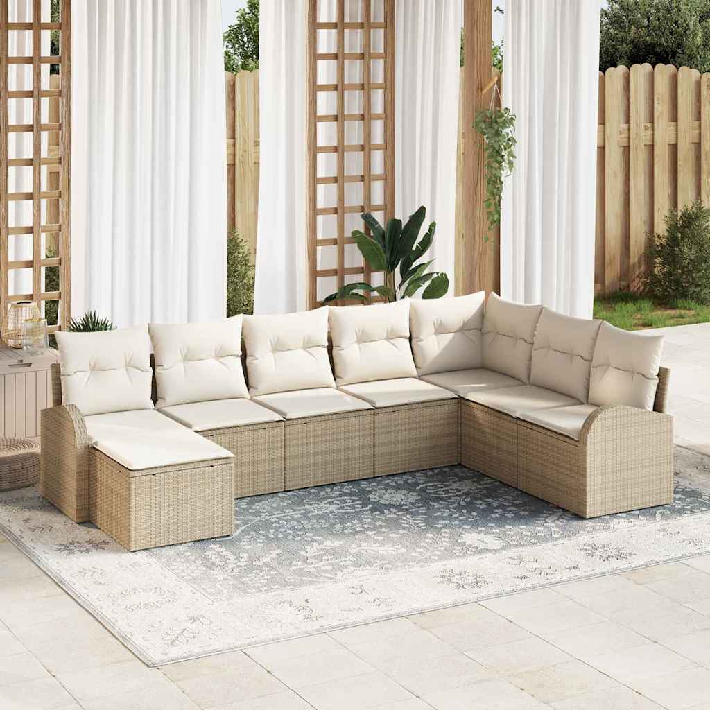 vidaXL Conjunto de sofá de jardín 8 uds. Beige