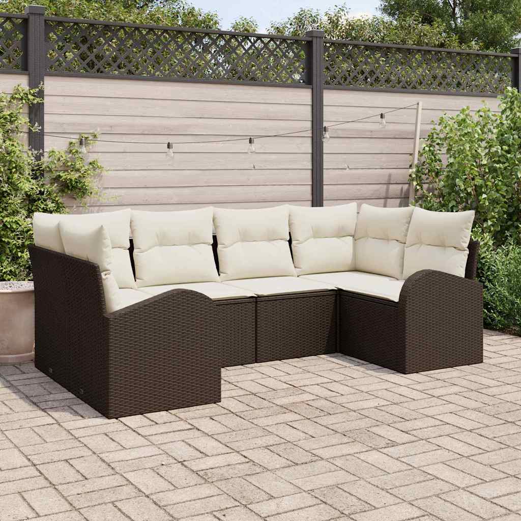 vidaXL Conjunto de sofá de jardín 6 uds. Marrón