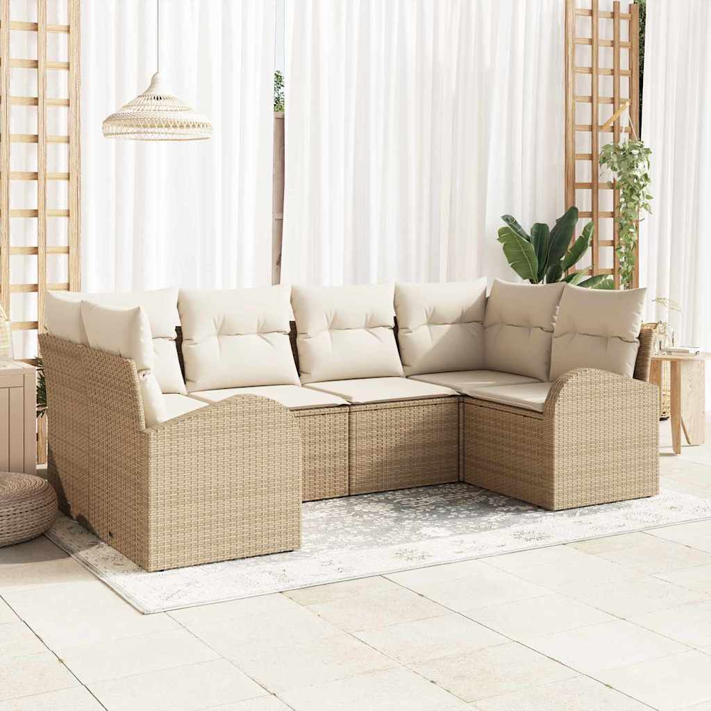 vidaXL Conjunto de sofá de jardín 6 uds. Beige