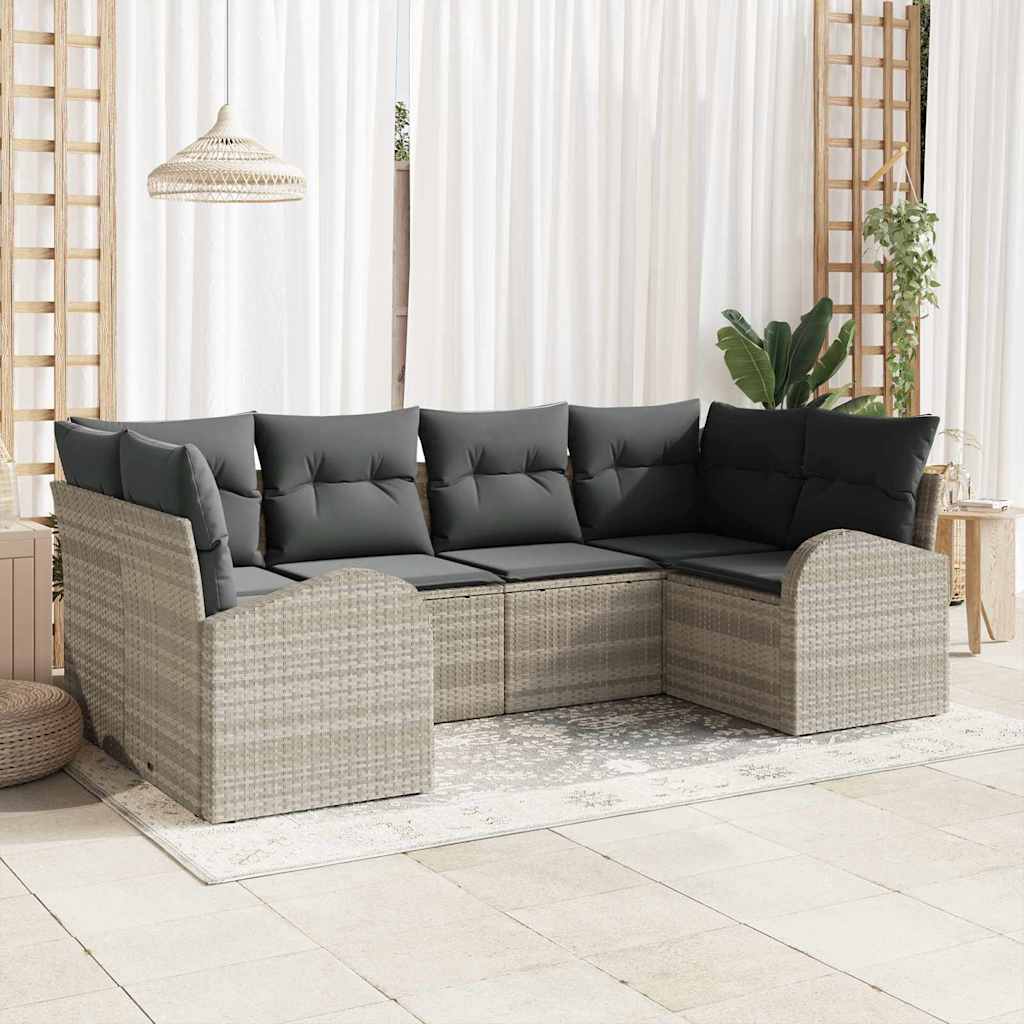 vidaXL Conjunto de sofá de jardín 6 uds. Gris Claro