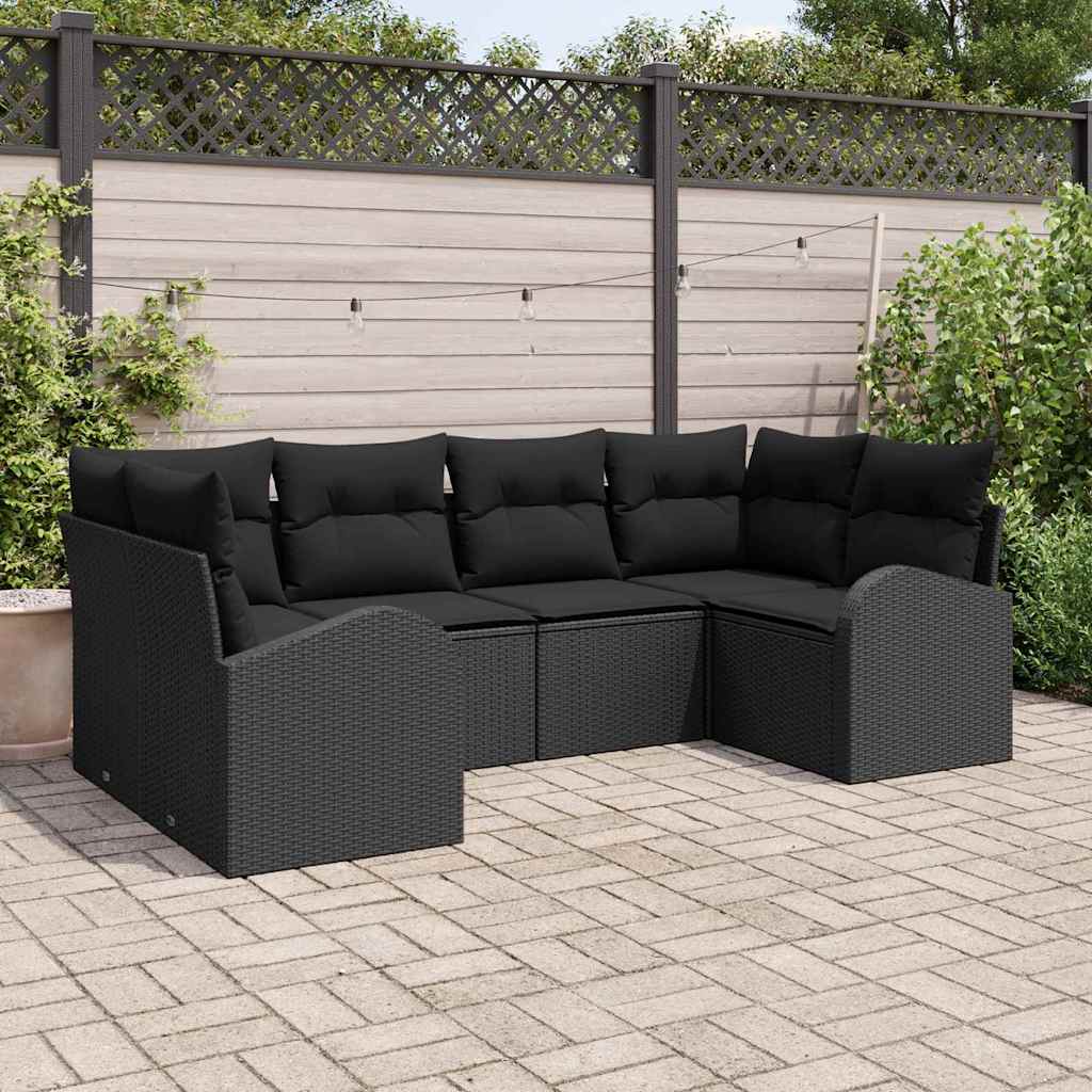 vidaXL Conjunto de sofá de jardín 6 uds. Negro