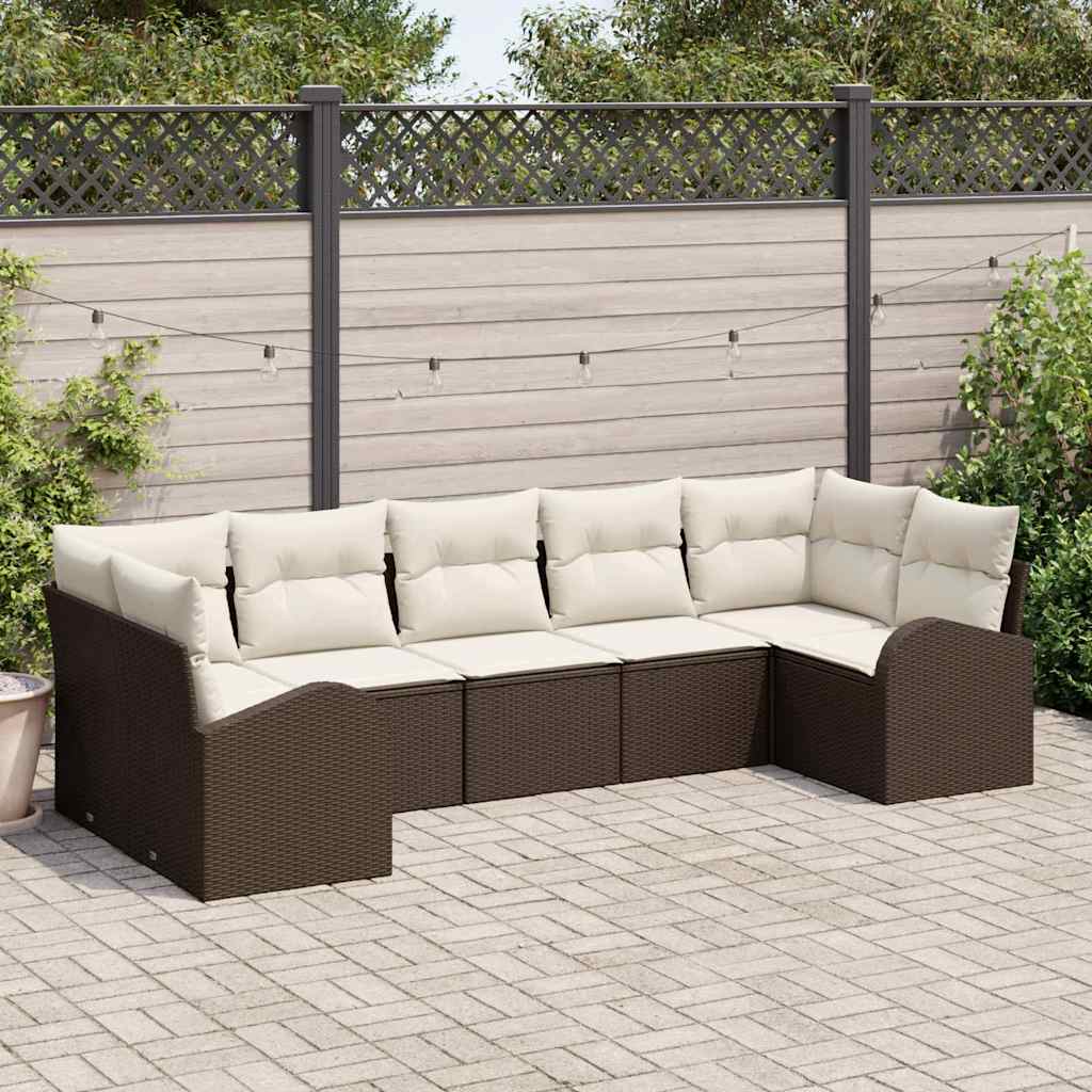 vidaXL Conjunto de sofá de jardín 7 uds. Marrón