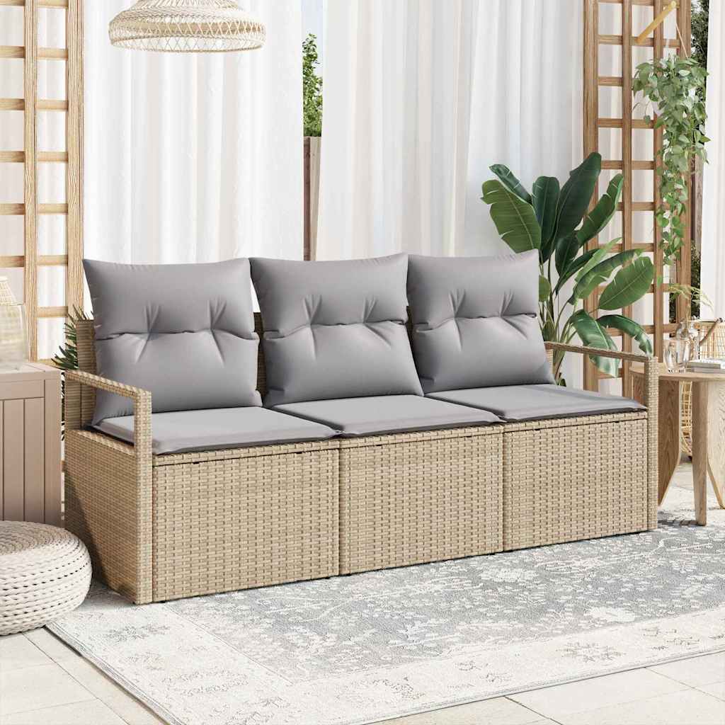 vidaXL Juego de Sofá 3 uds. Beige ratán sintético