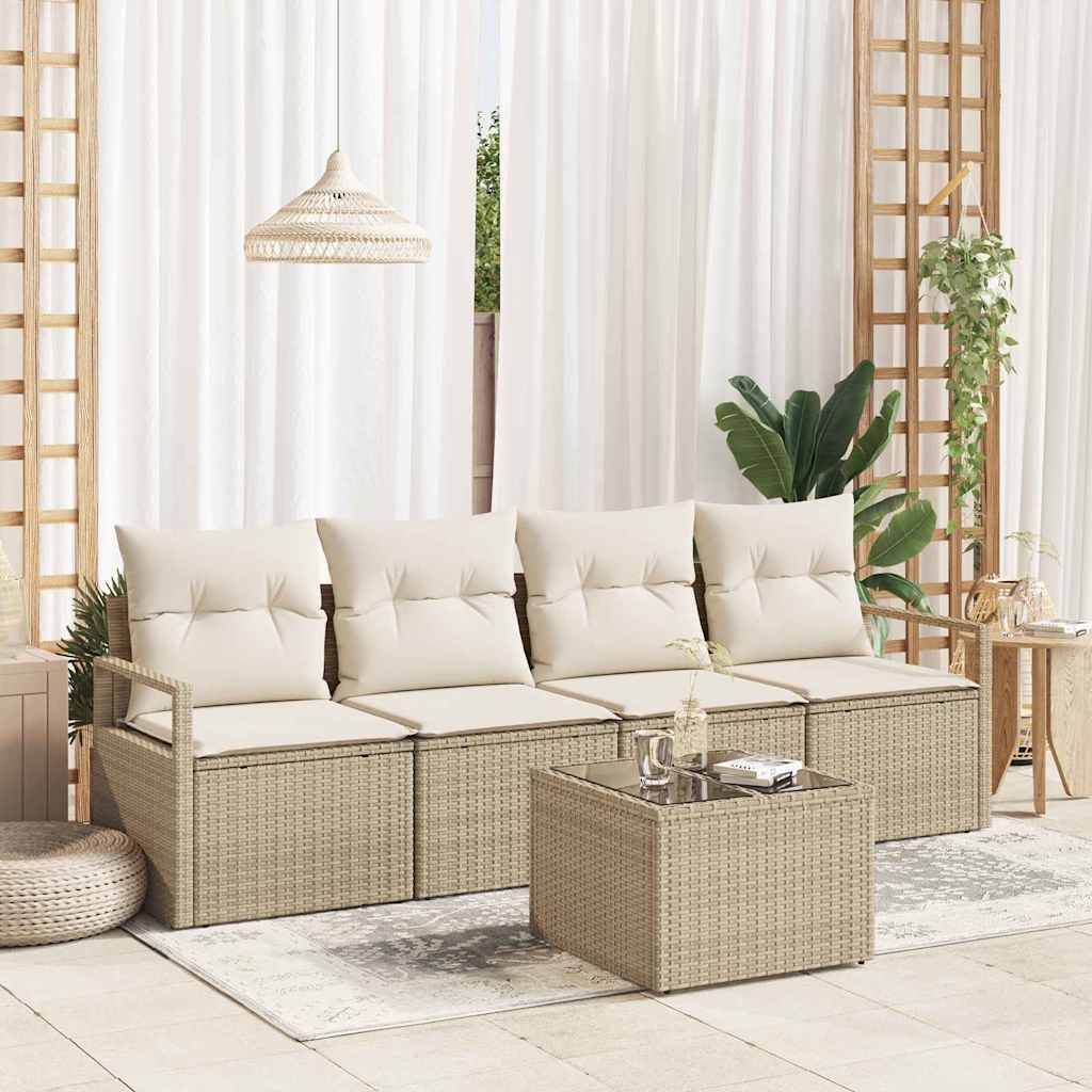 vidaXL Juego de Sofá 5 uds. 4-Número de plazas Beige y Crema