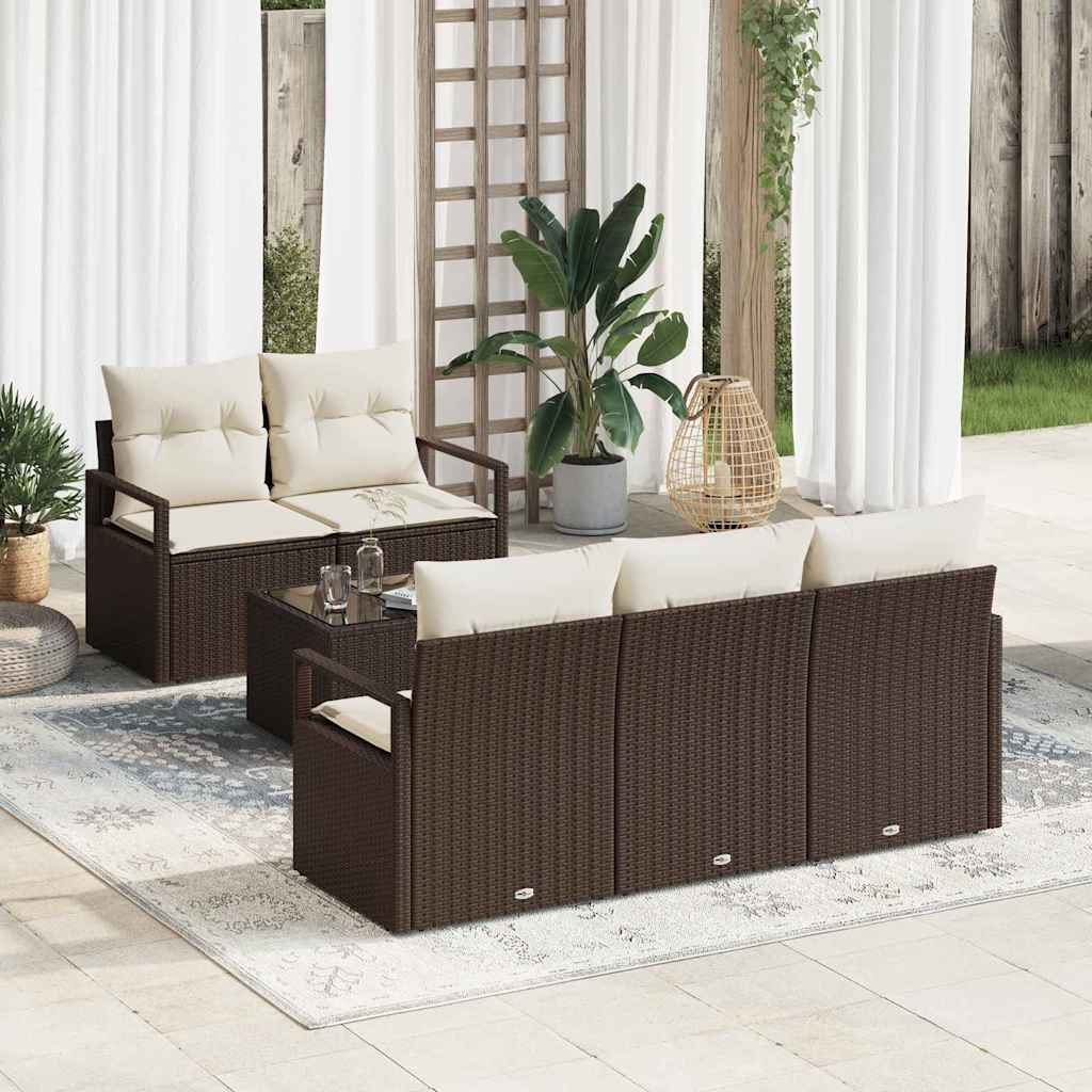 vidaXL Juego de Sofá 6 uds. 5-Número de plazas Marrón y crema
