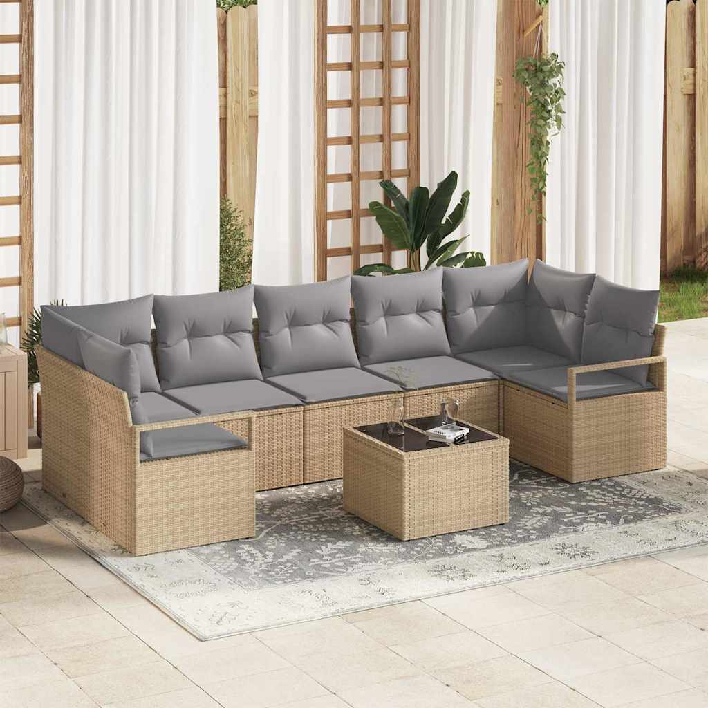 vidaXL Juego de Sofá 8 uds. 7-Número de plazas Beige y gris