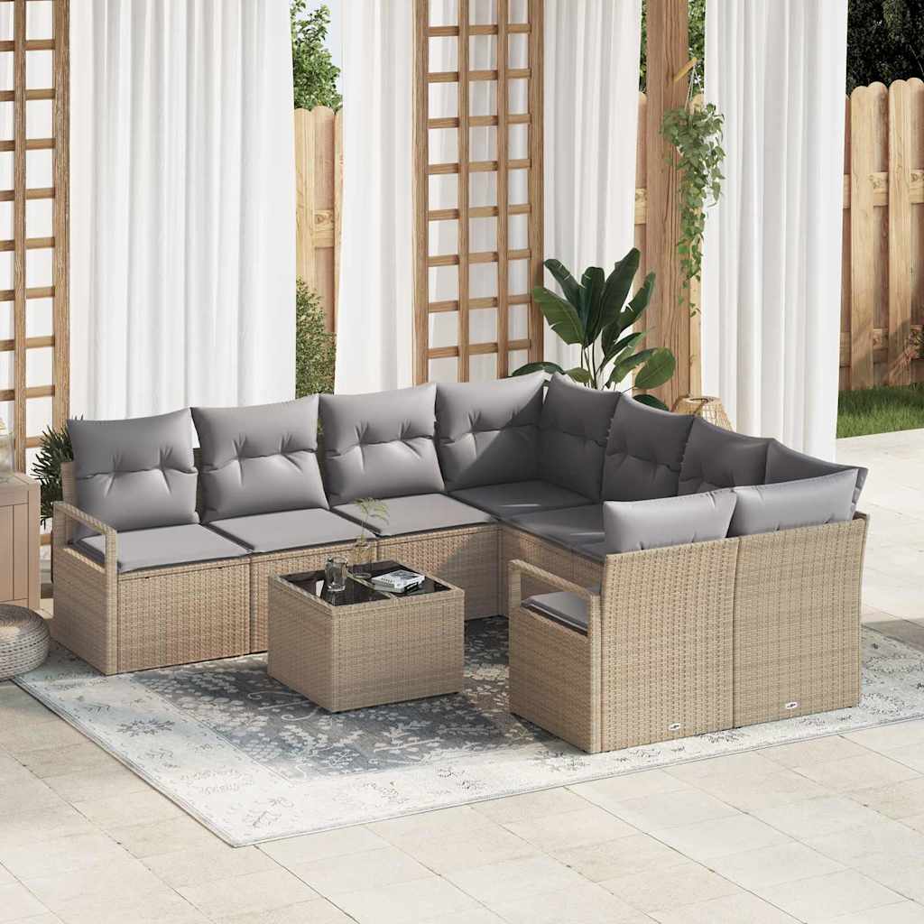vidaXL Juego de Sofá 9 uds. 8-Número de plazas Beige y gris