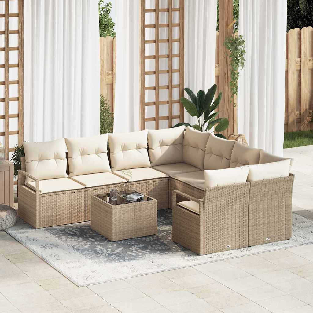 vidaXL Juego de Sofá 9 uds. 8-Número de plazas Beige y Crema