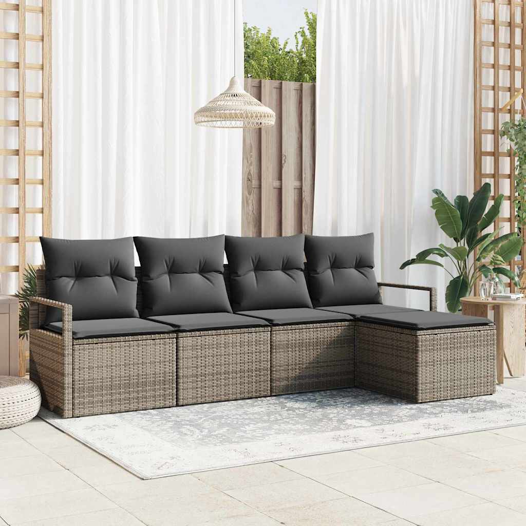 vidaXL Juego de Sofá 5 uds. Gris ratán sintético