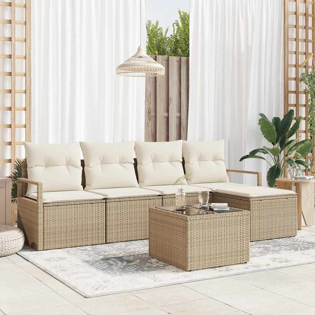 vidaXL Juego de Sofá 6 uds. Beige ratán sintético