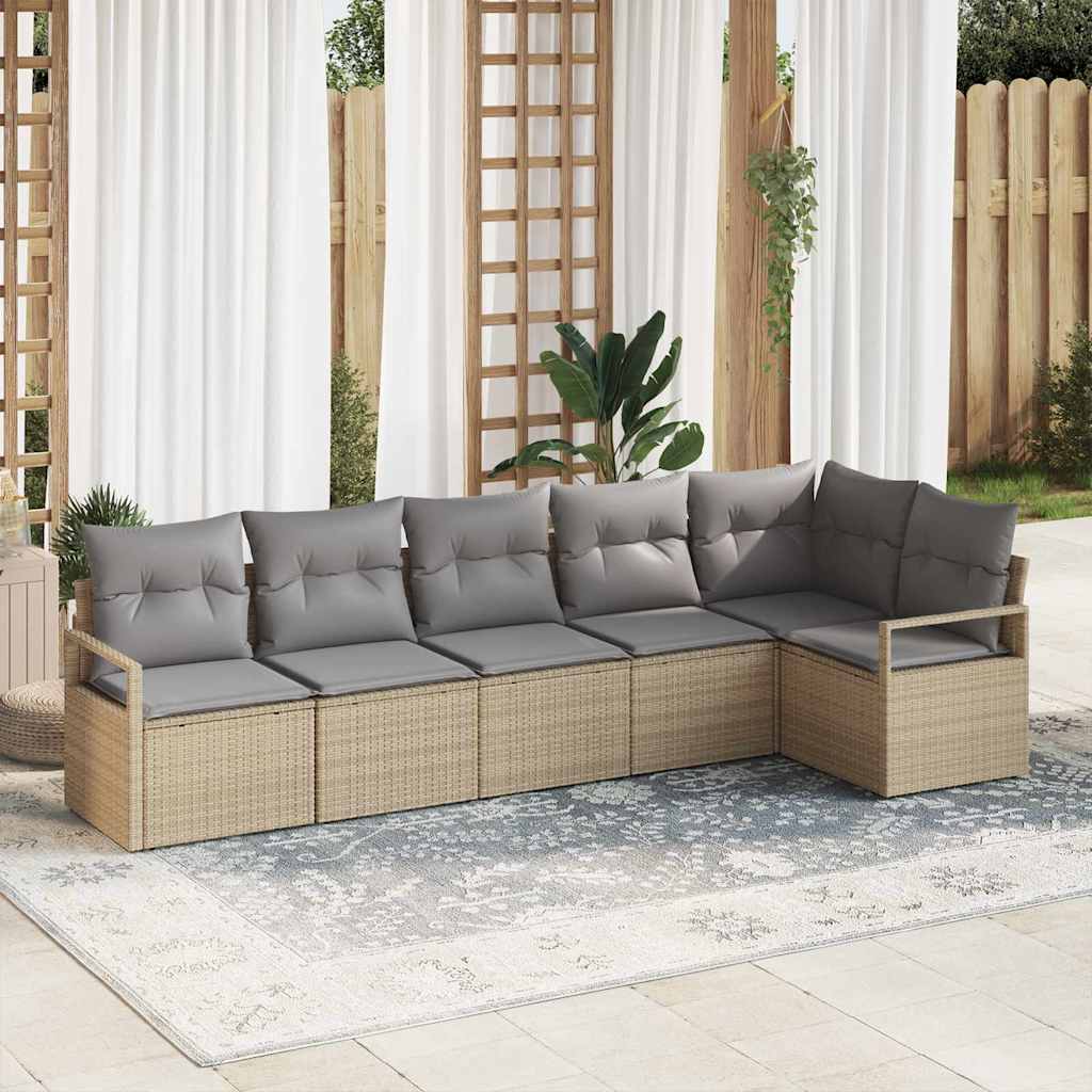 vidaXL Juego de Sofá 6 uds. Beige ratán sintético