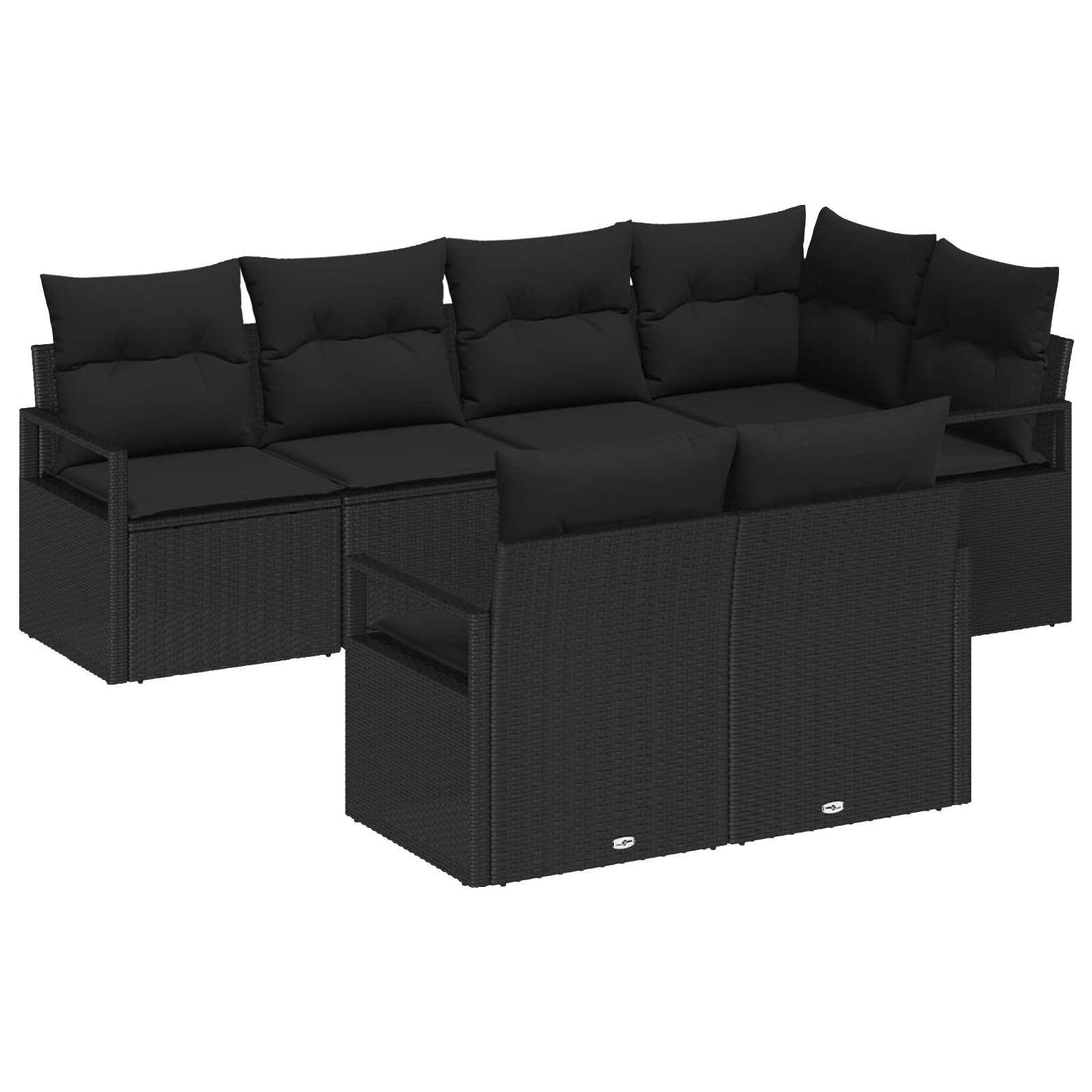 vidaXL Juego de Sofá 7 uds. Negro ratán sintético