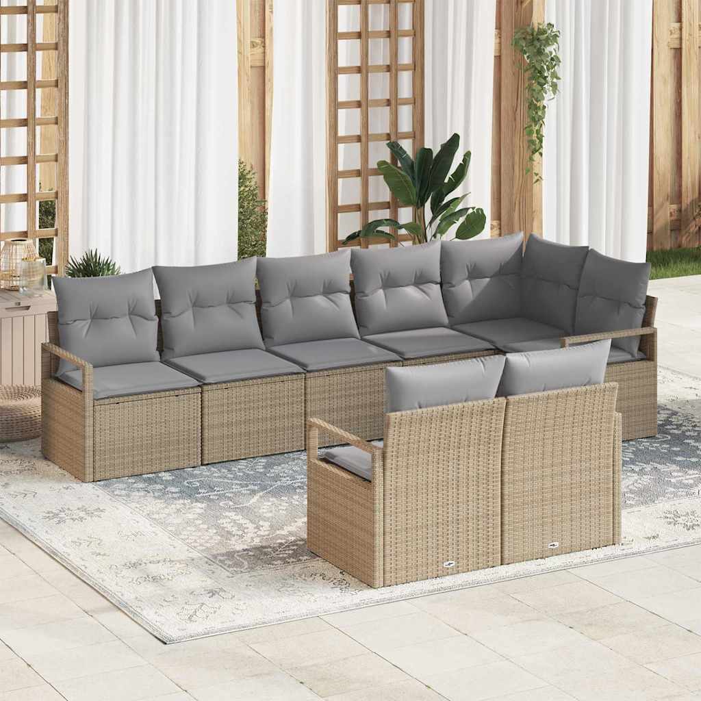 vidaXL Juego de Sofá 8 uds. Beige ratán sintético