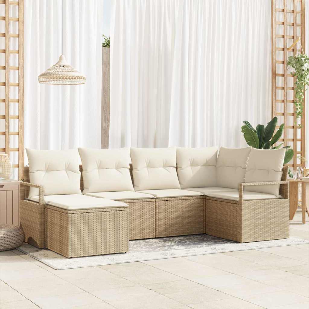 vidaXL Juego de Sofá 6 uds. Beige ratán sintético