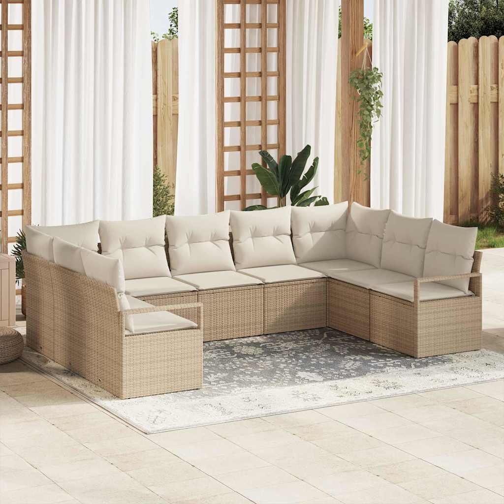 vidaXL Juego de Sofá 9 uds. Beige ratán sintético
