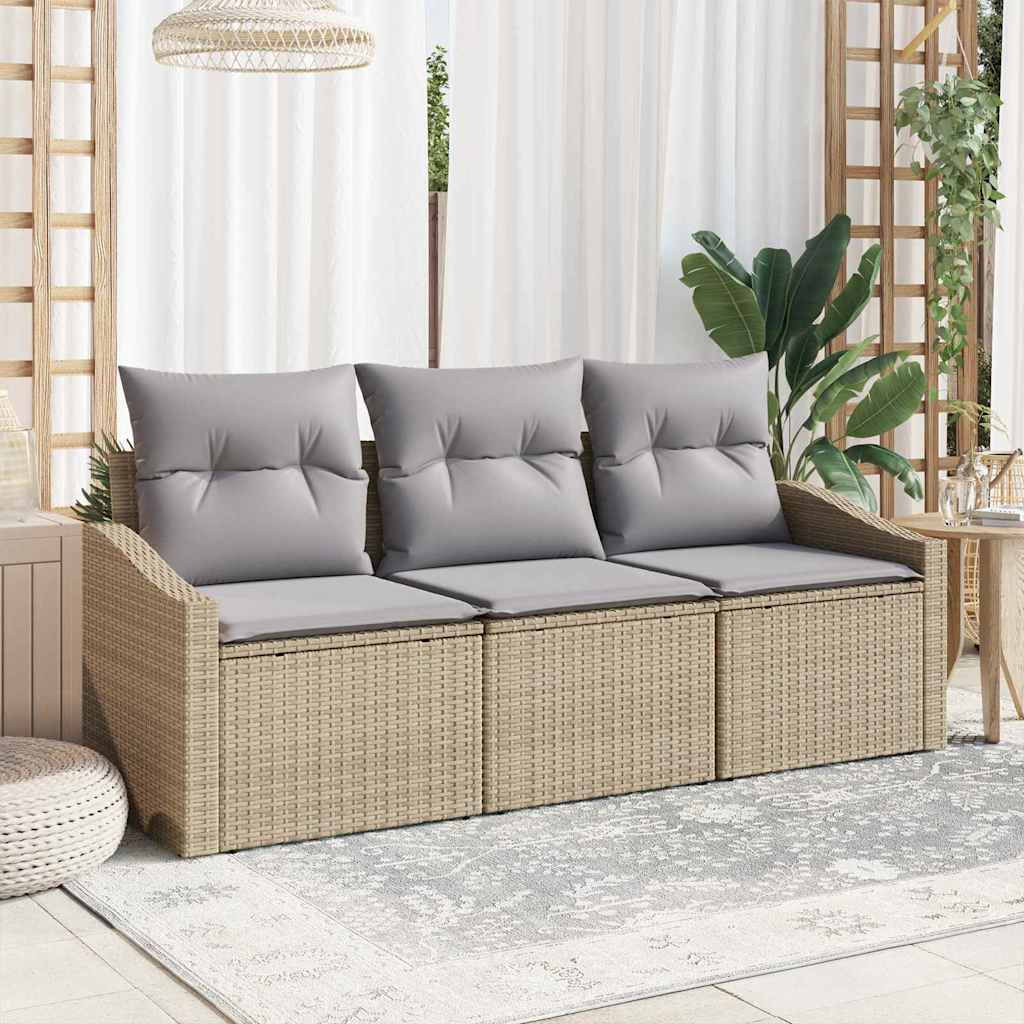 vidaXL Juego de Sofá 3 uds. Beige ratán sintético