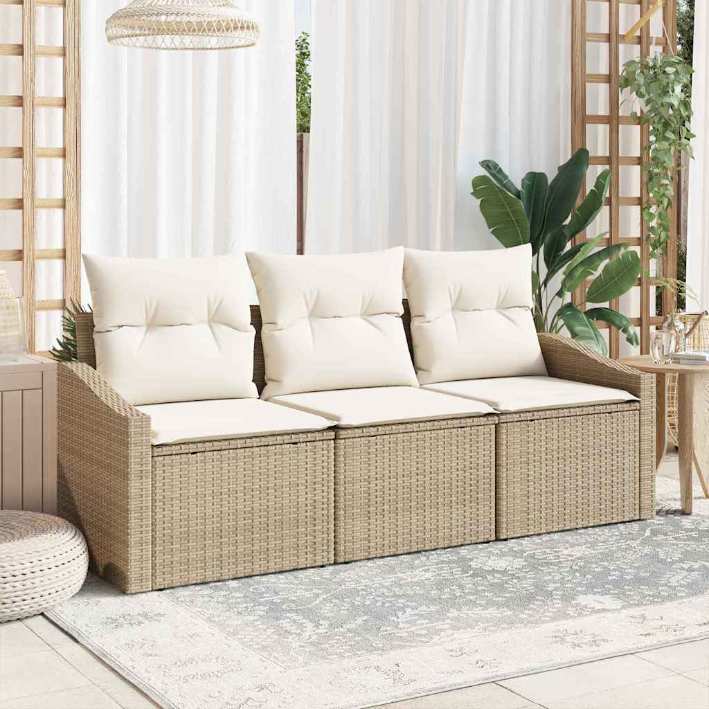 vidaXL Juego de Sofá 3 uds. Beige ratán sintético