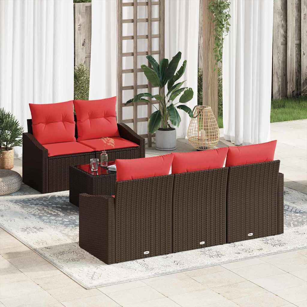 vidaXL Juego de Sofá 6 uds. 3-Número de plazas Marrón y Rojo