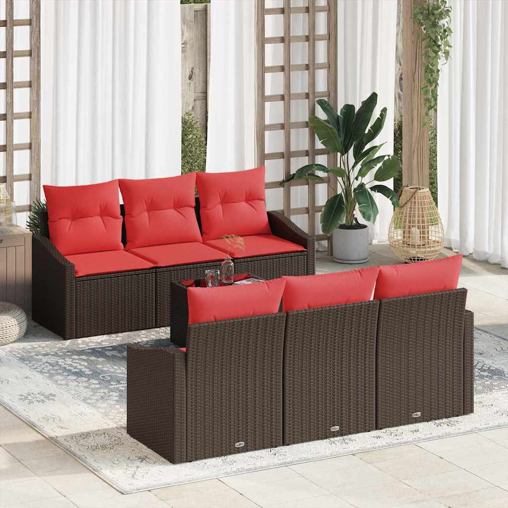 vidaXL Juego de Sofá 7 uds. 3-Número de plazas Marrón y Rojo