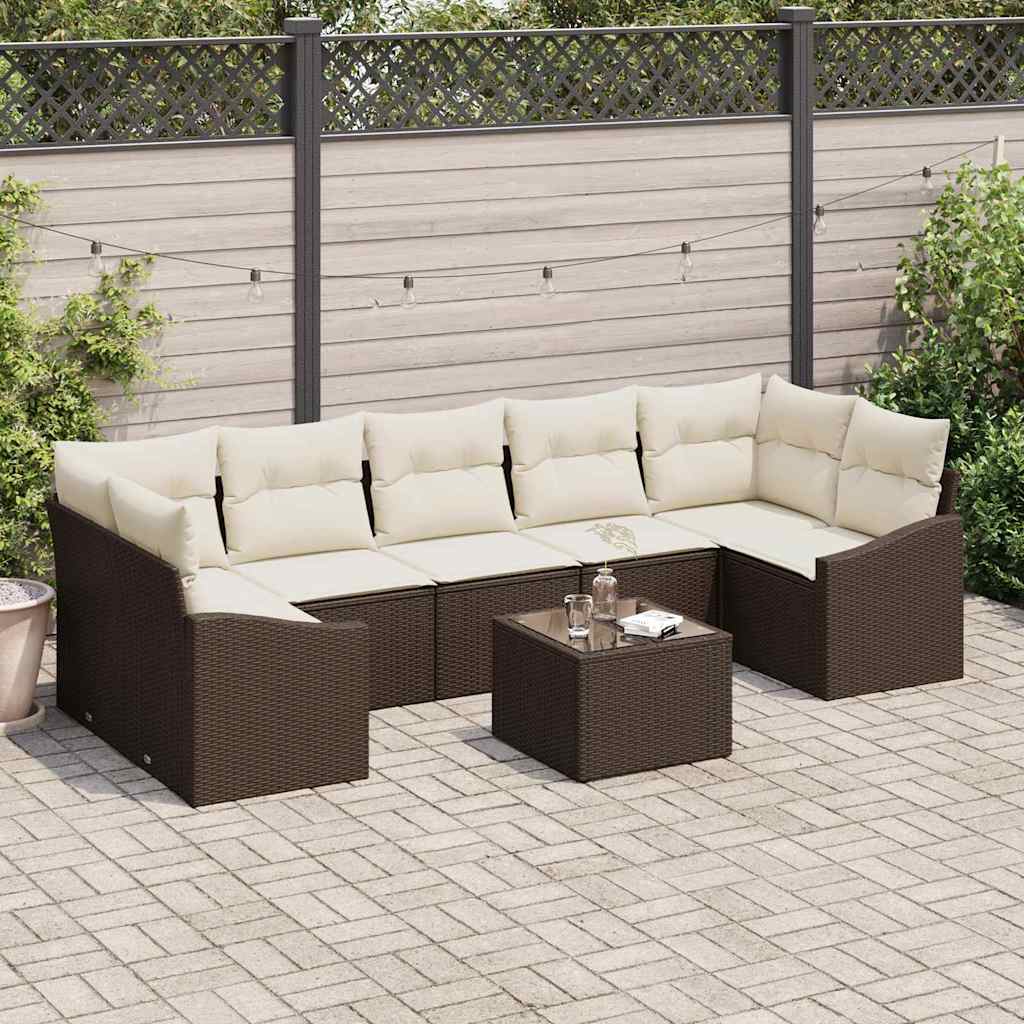 vidaXL Juego de Sofá Marrón y crema 55 x 55 x 37 cm ratán sintético