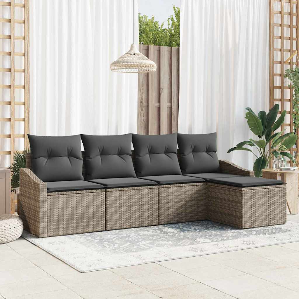 vidaXL Juego de Sofá 5 uds. Gris ratán sintético