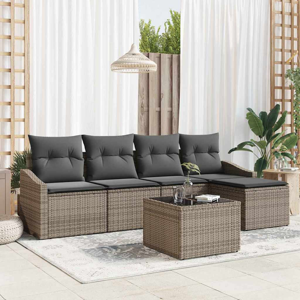 vidaXL Juego de Sofá 6 uds. Gris ratán sintético